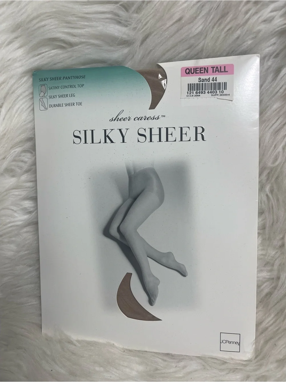 New VTG JC Penney Silky Sheer Pantyhose in Sand shade. Top control SZ Queen tall